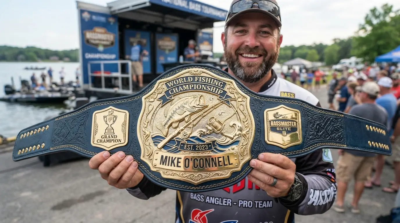 Custom Fishing Championship Belt with Name Plate